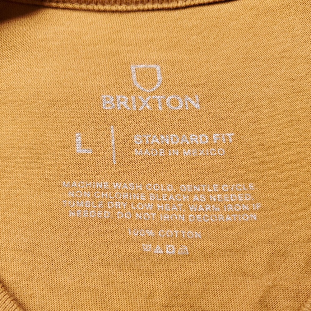 Brixton Crest T Shirt Men L Mustard Yellow Skate Surf Streetwear Casual Indie - Picture 6 of 8